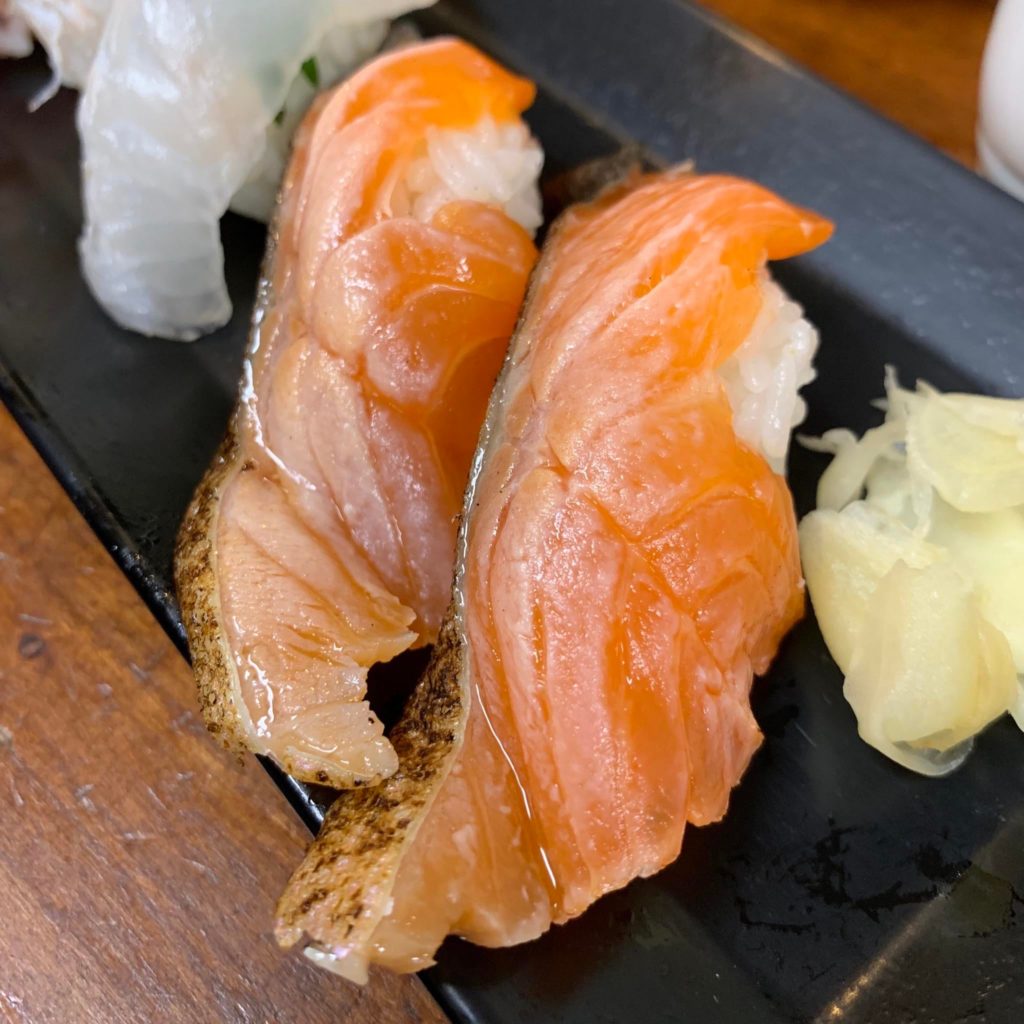 Glistening Salmon Belly Nigiri 🤤