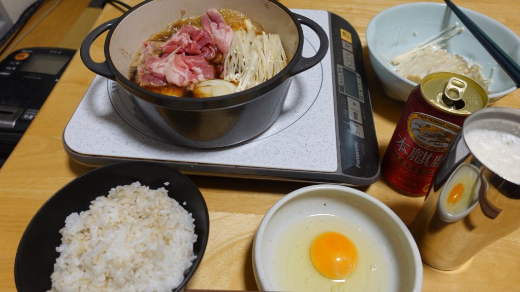Sukiyaki and mugi-gohan