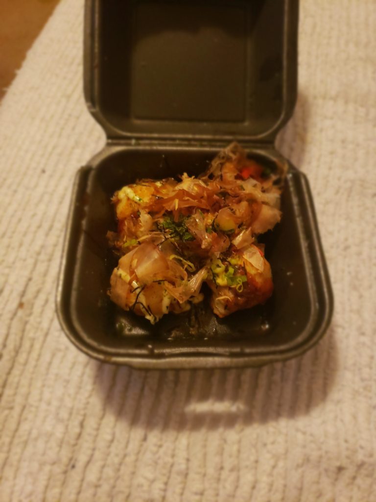 Takoyaki my BF got me, best I've had outside Japan ❤