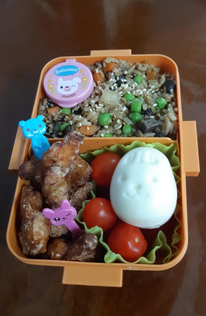 Miso marinated chicken Karaage and shiitake mushroom rice.