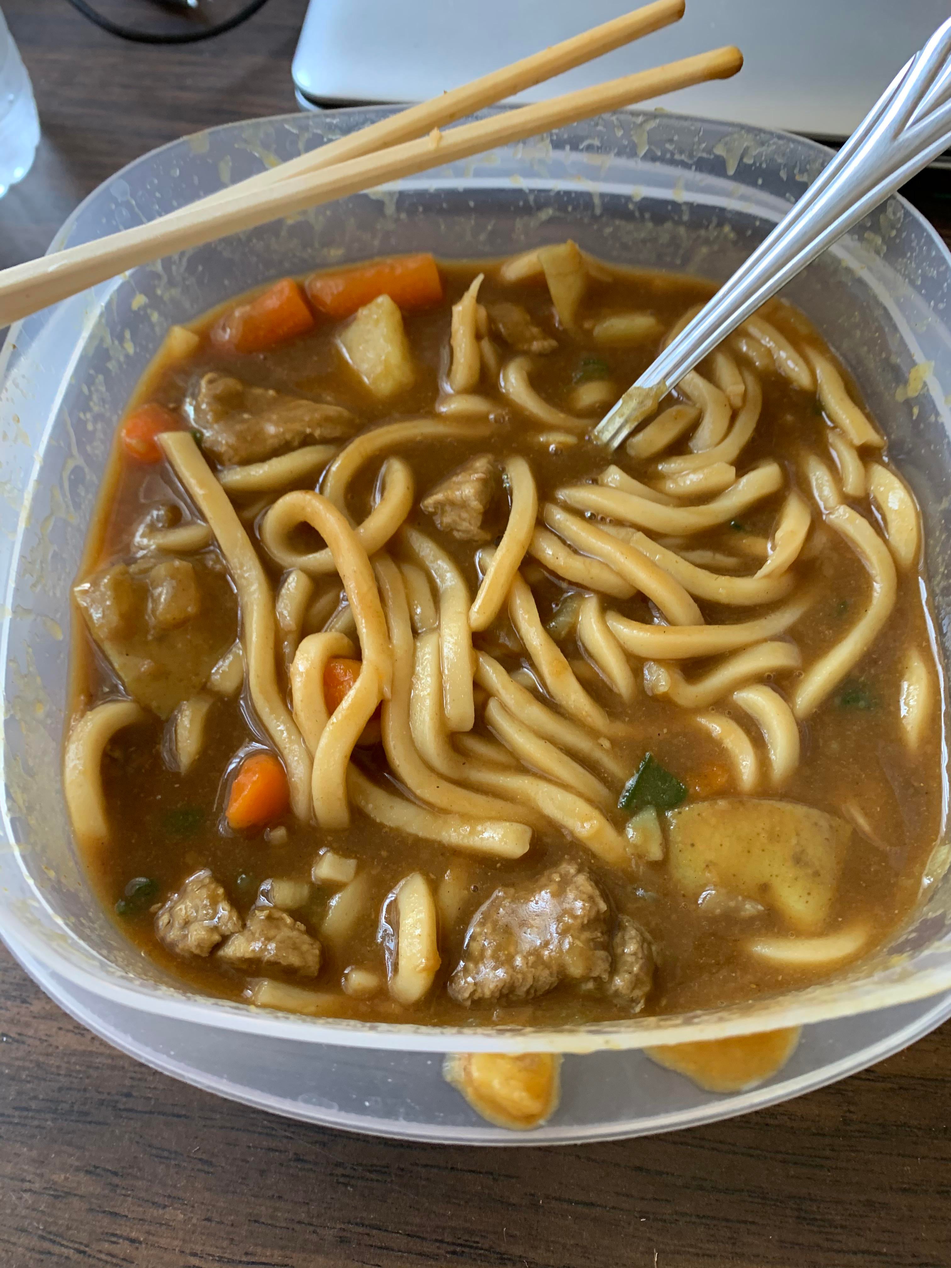 I made homemade Beef Curry Udon Soup Alo Japan