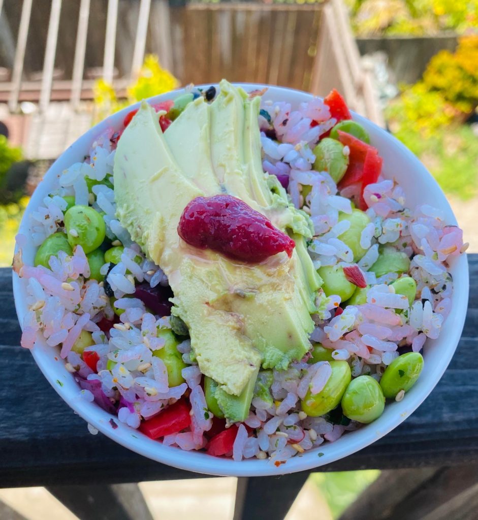 Tsukemono edamame rice...is there a Japanese dish similar to this (pickles, furikake mixed with rice)?