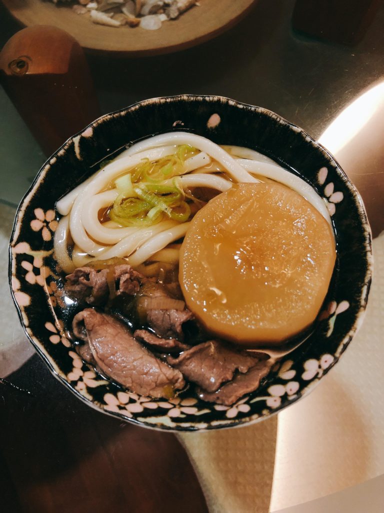 肉うどんとふろふき大根 Beef Udon & Simmered Daikon Radish