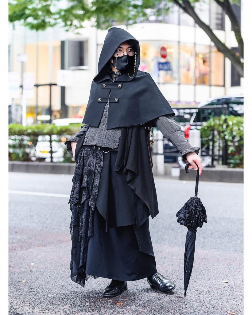 Japanese artist Seryu (@kazetomo3) on the street in Harajuku. His gothic look in...