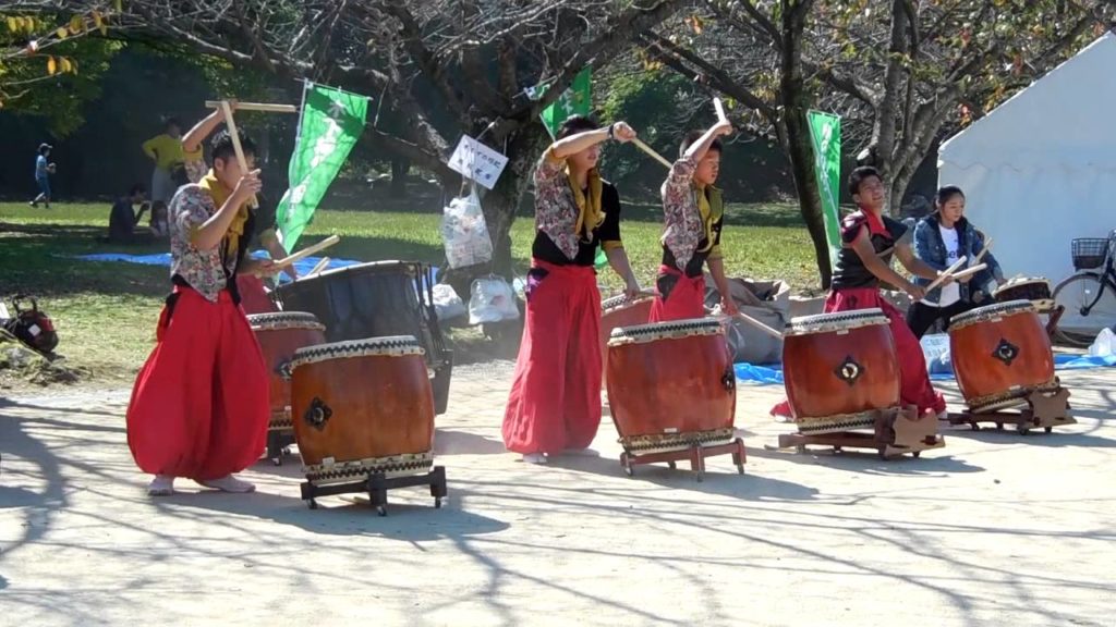 Japanese Drummers in Ohori Park in Fukuoka Japan