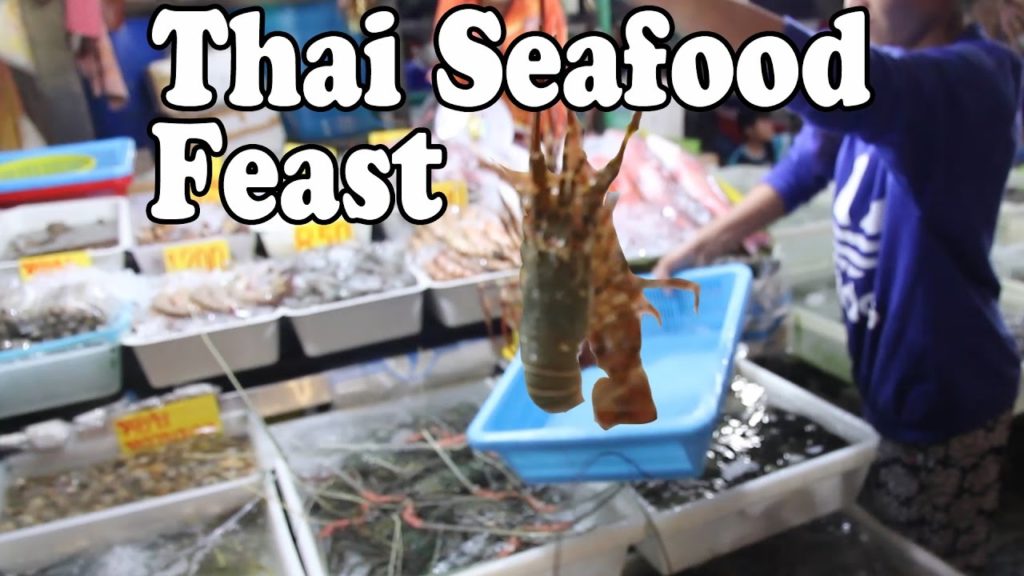 Phuket Seafood: Lobster, Squid, & Shrimp at Rawai Seafood Market in Phuket Thailand. Thai Food