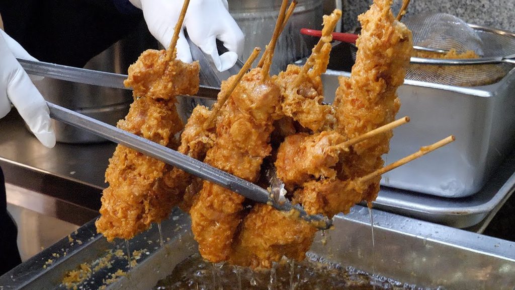 닭꼬치 튀김 / fried chicken skewer – dak kkochi / korean street food 닭꼬치 튀김 / fried chicken skewer - dak kkochi / korean street food