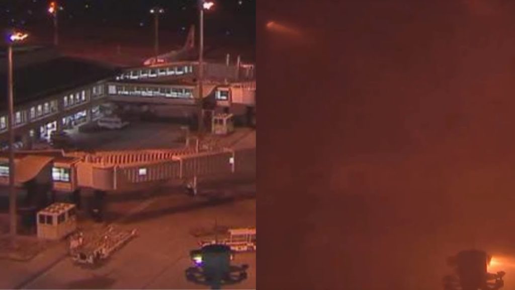 Typhoon Prapiroon zero visibility rainbands (Naha Airport Webcam)