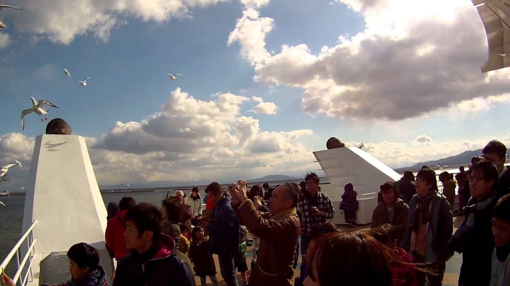 Feeding Sea Gulls on Ferrry From Kumamoto, Japan