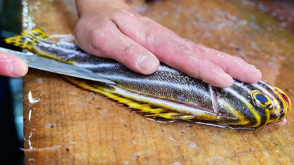 Japanese Street Food - TIGER FISH SASHIMI Fish Fry Okinawa Seafood Japan
