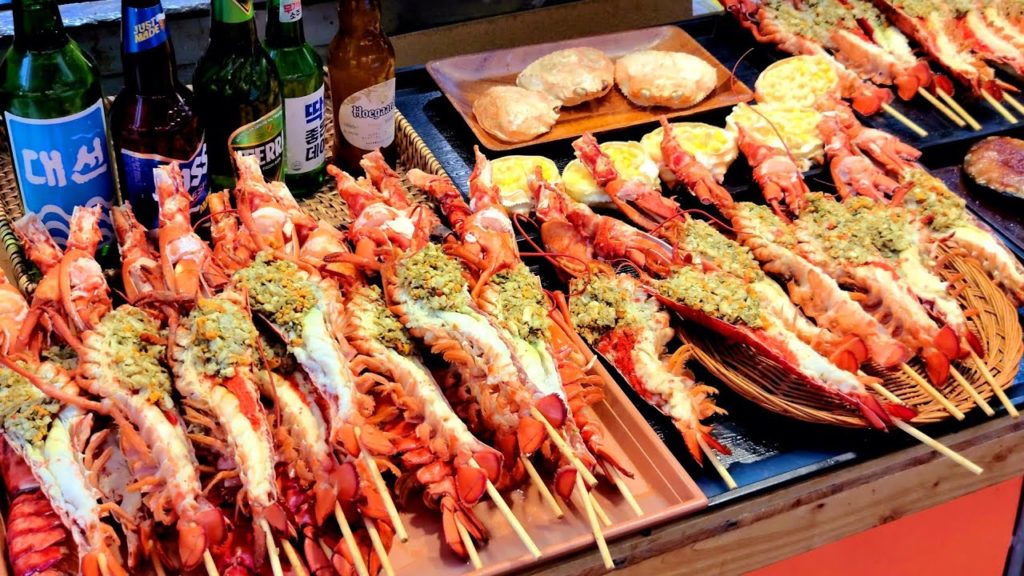 Lobster skewers - Korean street food, Seafood
