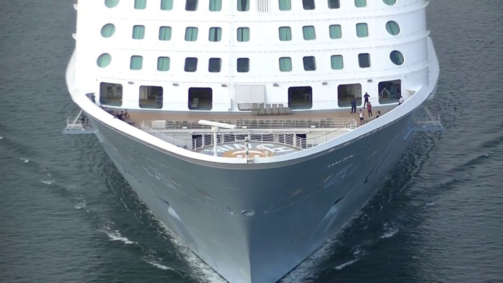 Top of the Quantum of the Seas at Nagasaki-port in Japan 23.July.2017 pm18:30
