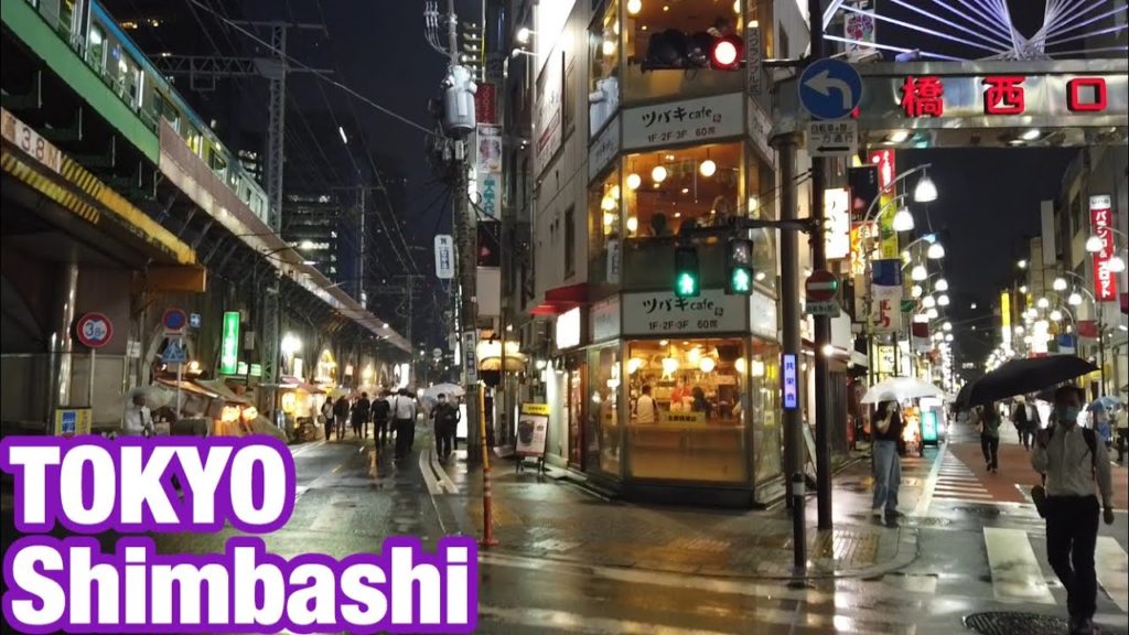 [JAPAN/TOKYO]Shimbashi night illuminations[rainy walk]