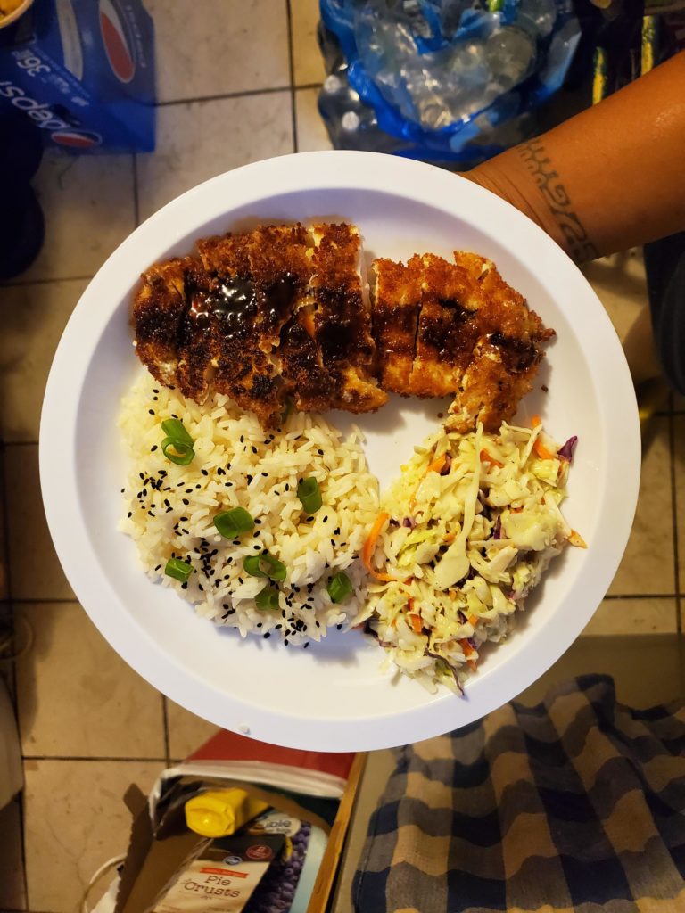 My first time making Katsu. Not great, but ill keep practicing.