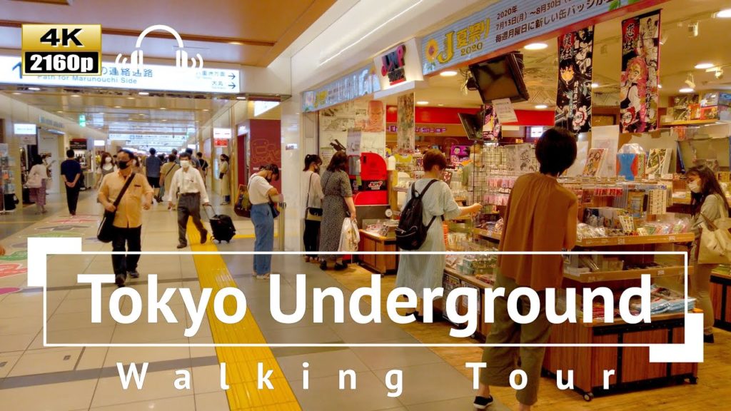 [4K/Binaural Audio] Tokyo Underground Walking Tour through Ginza, Yurakucho, Otemachi - Tokyo Japan