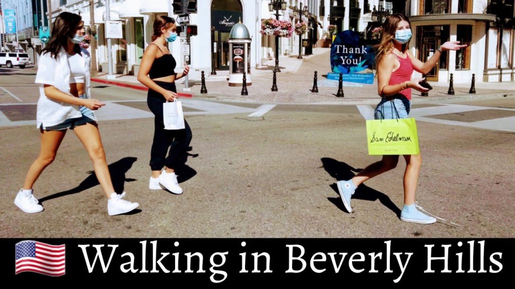 2020 [4K] Walking in Beverly Hills' Luxury Shopping and Dining Area. Dash Cam Tours