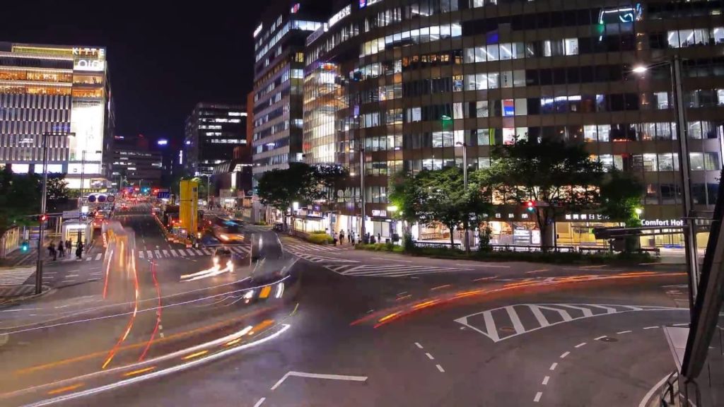 Panning Traffic Time-lapse of Fukuoka Hakata station