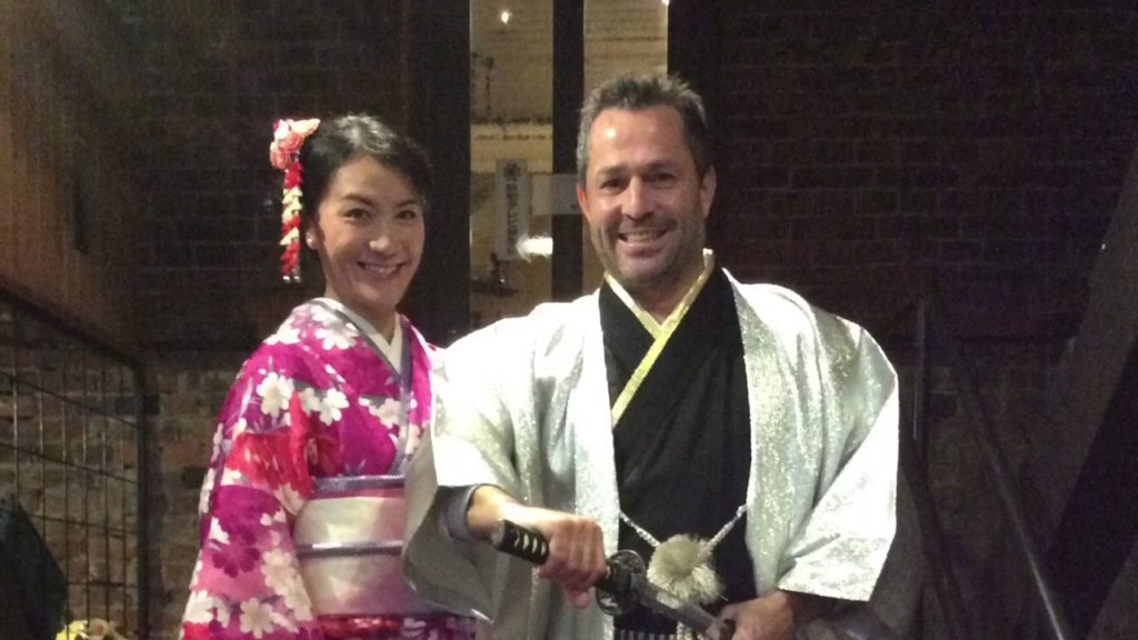 Customers from Singapore in Hakodate modern costumes.