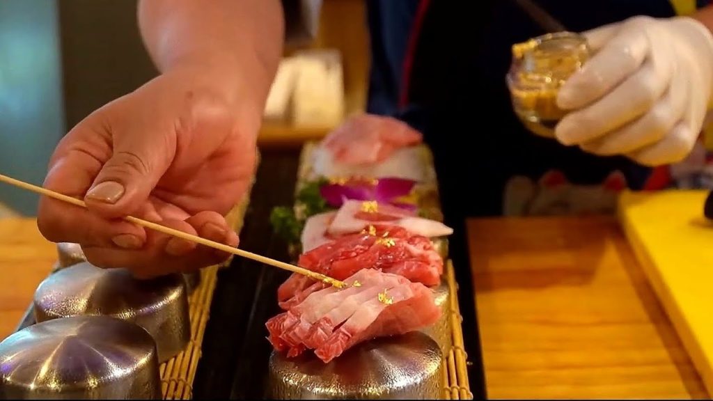 Japanese style cutting raw tuna / 숙대 마구로 &  & 참치회 / Korean street food Japanese style cutting raw tuna / 숙대 마구로 &  & 참치회 / Korean street food