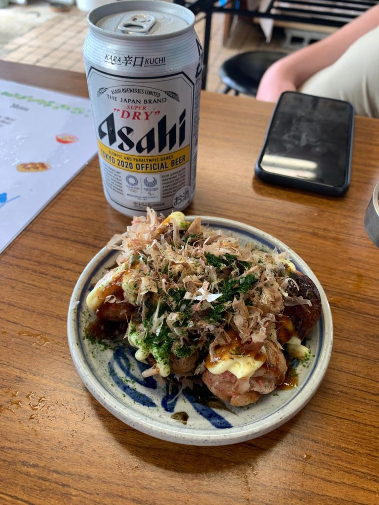 Takoyaki and bevs in Niijima