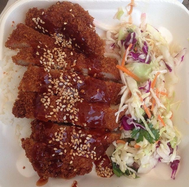 Pork Katsu with Tonkatsu Sauce, Rice, and Coleslaw Alo Japan
