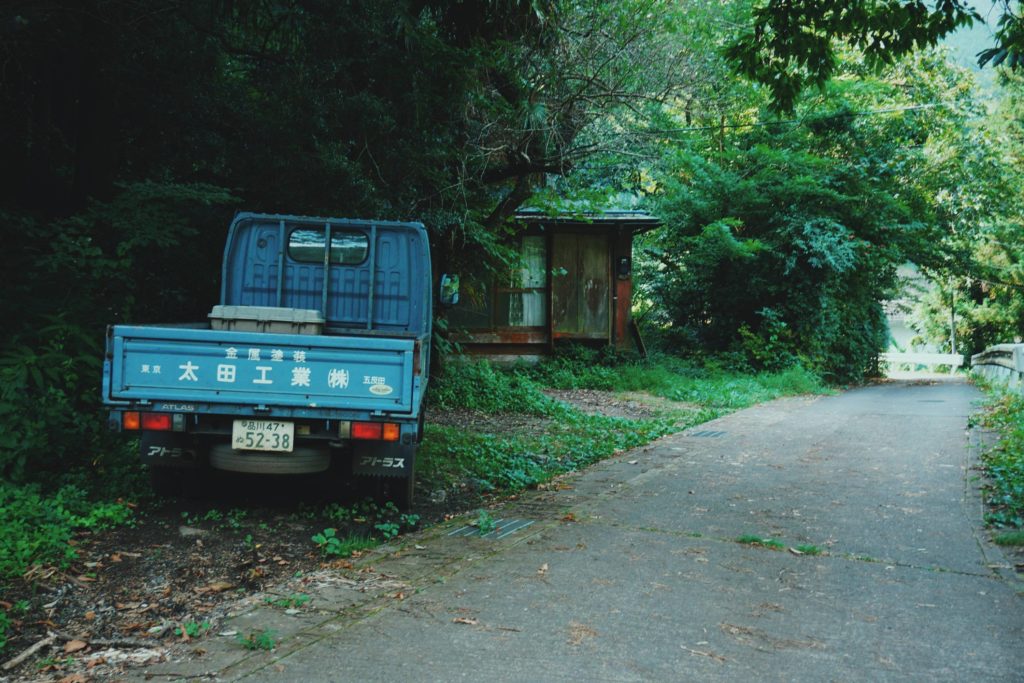 An Old Truck on a Mountain Road in Tokyo