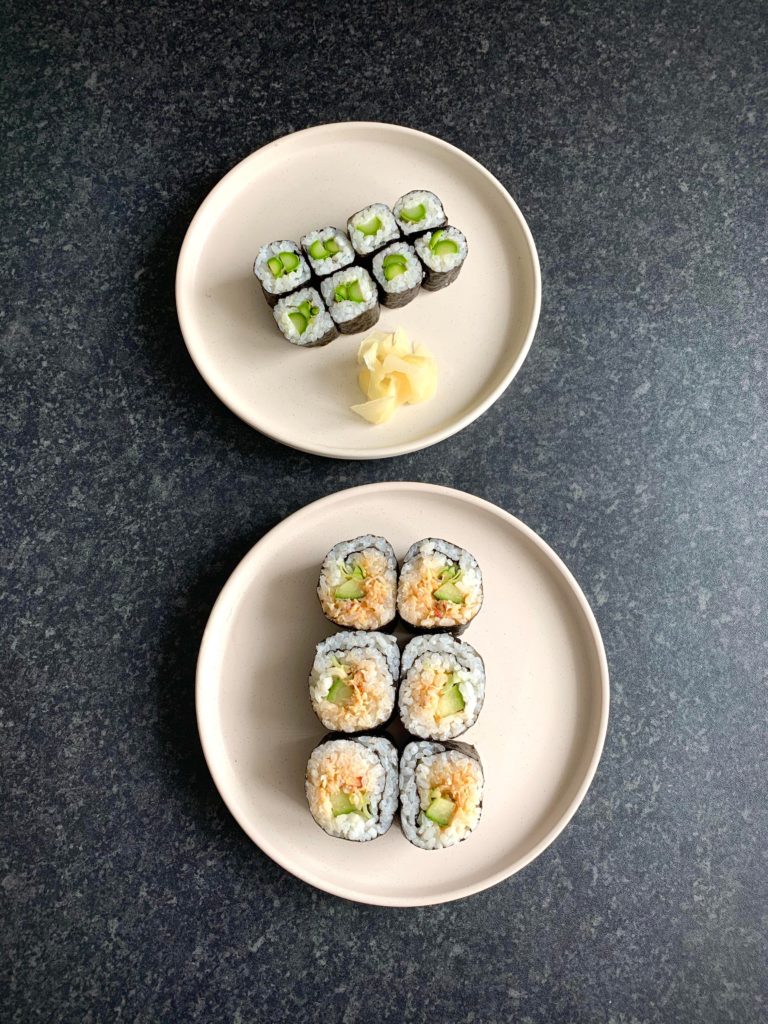 Yuzu crab futomaki & asparagus hozomaki