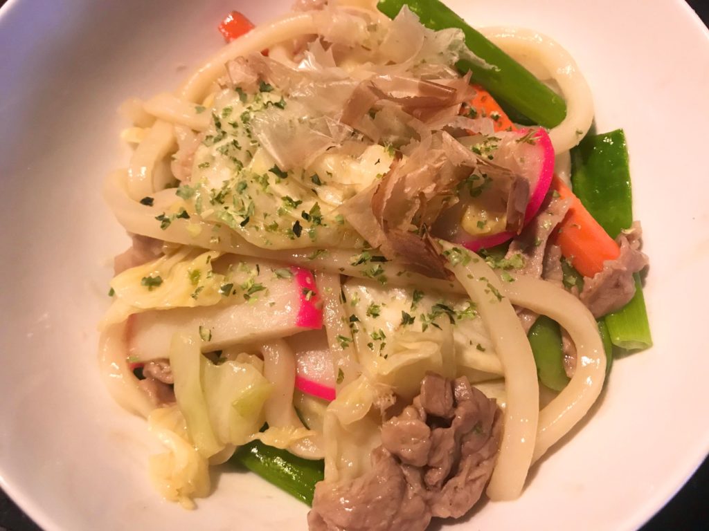 My first yakiudon attempt that I really liked! Sauce prep made a huge difference.