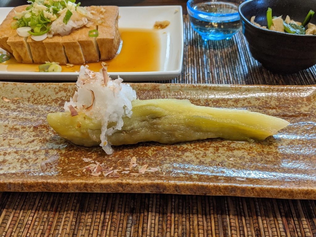 Baked Eggplant, Atsuage and Sake!