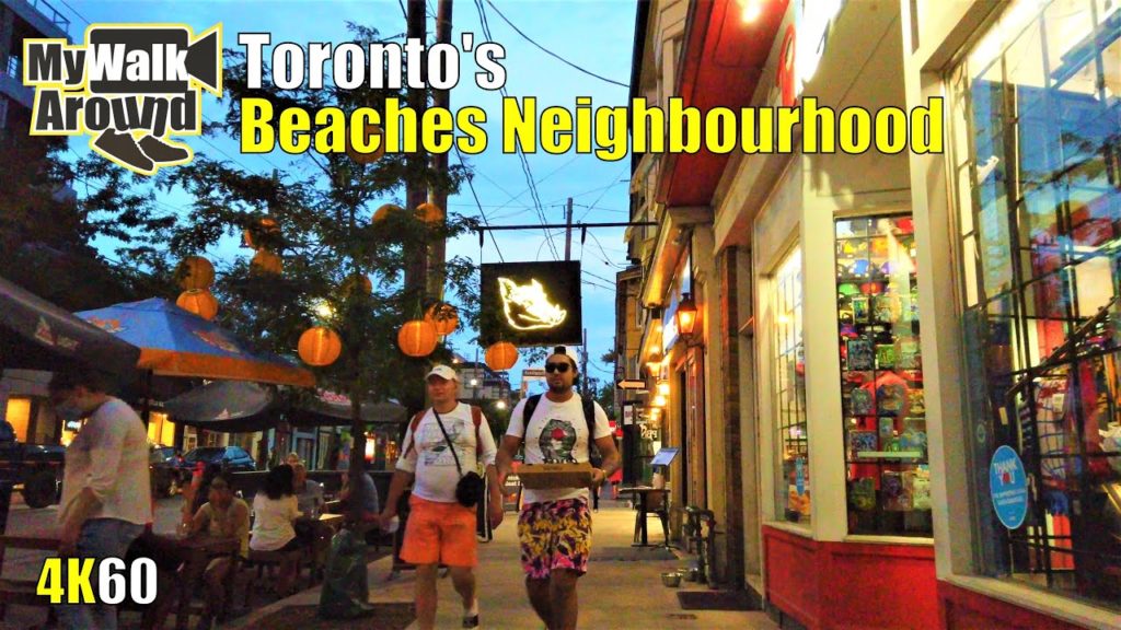 Toronto Beaches neighbourhood walk (narrated) - boardwalk, water's edge, Queen St shops (4k video)