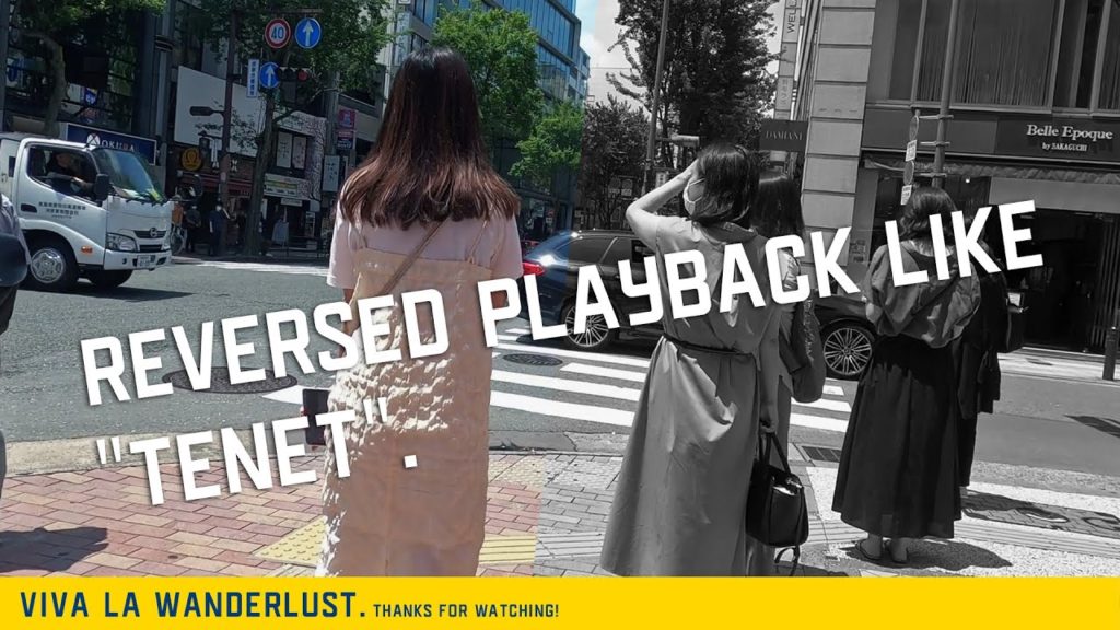 [4K]Reversed playback like movie"TENET". Walking video. Fukuoka, Japan.映画テネット風に散歩動画を逆再生してみた。福岡市天神。