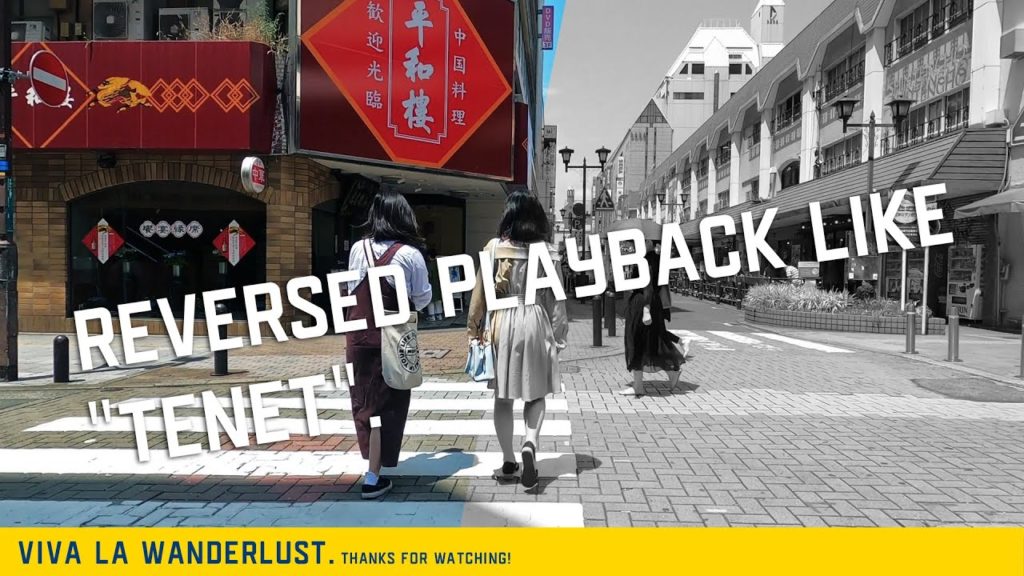 [4K]Reversed playback like movie"TENET". Walking video. Fukuoka, Japan.映画テネット風に散歩動画を逆再生してみた。福岡市天神新天町