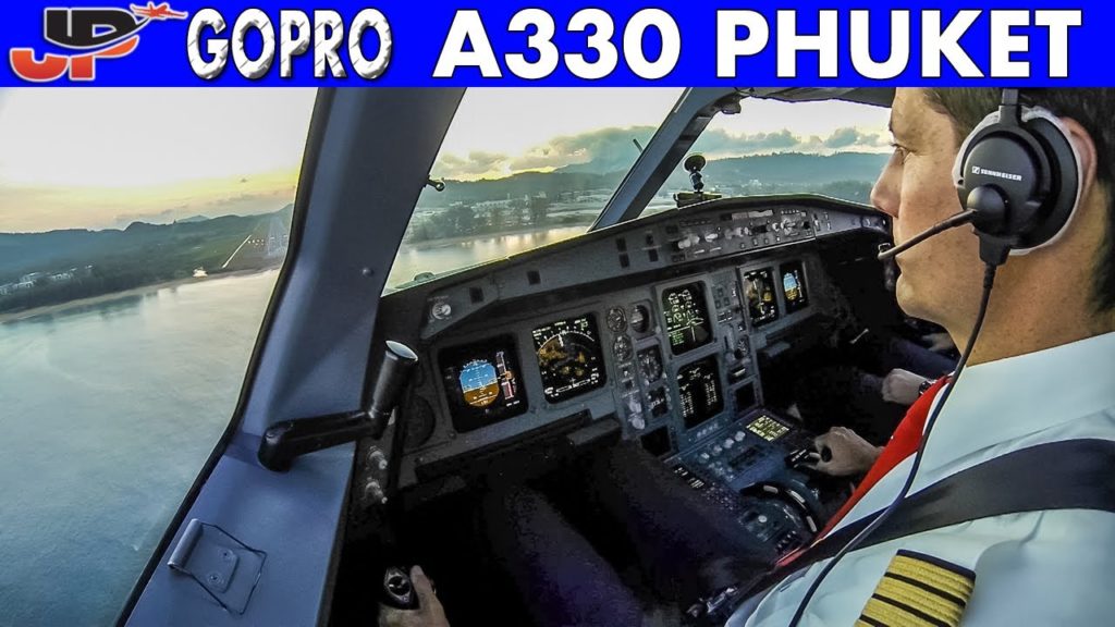 Airbus A330 landing at Phuket Thailand | Flight Deck GoPro View