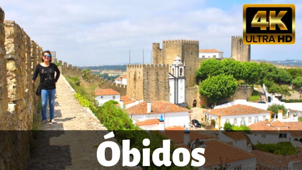 【4K】Óbidos Portugal walking tour with ambient sound - Walking on a medieval city wall (part 3/3)