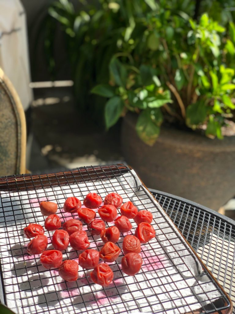 Finally had enough smoke-less days in California to finish drying my Umeboshi!