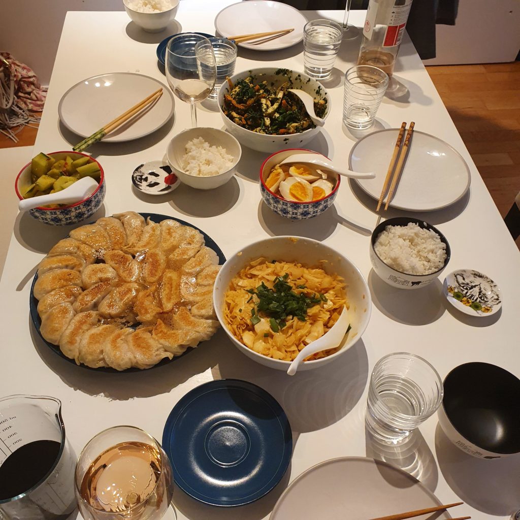 Gyouza party with some sides