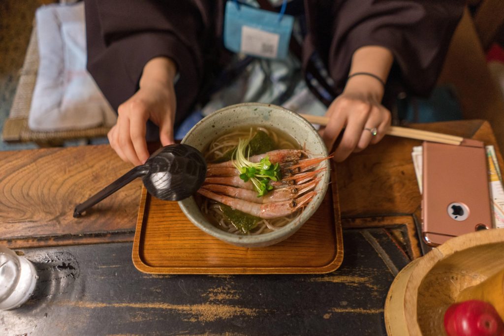 Post-onsen amaebi soba