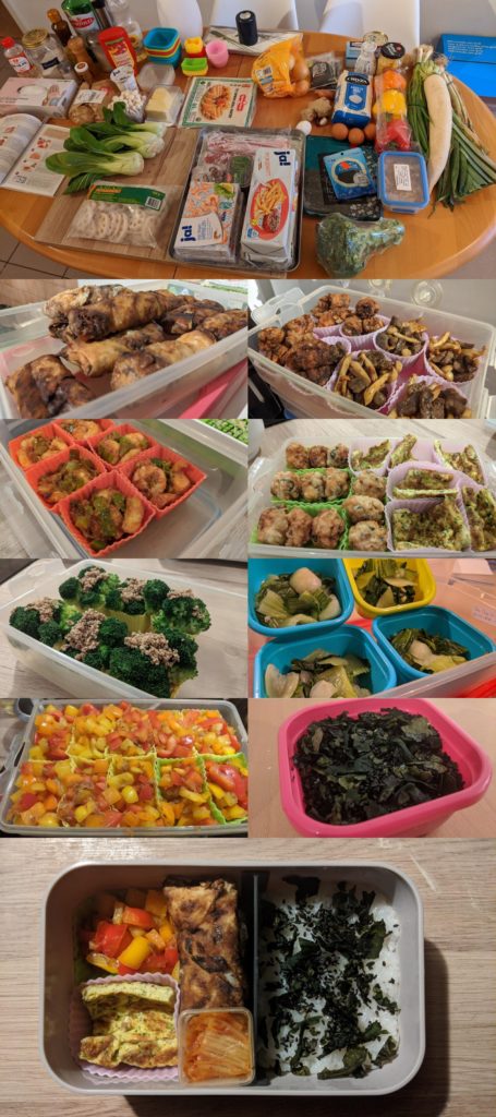 First time I made Bento! Spent 7 hours in the kitchen yesterday preparing lunch for the next couple of weeks.