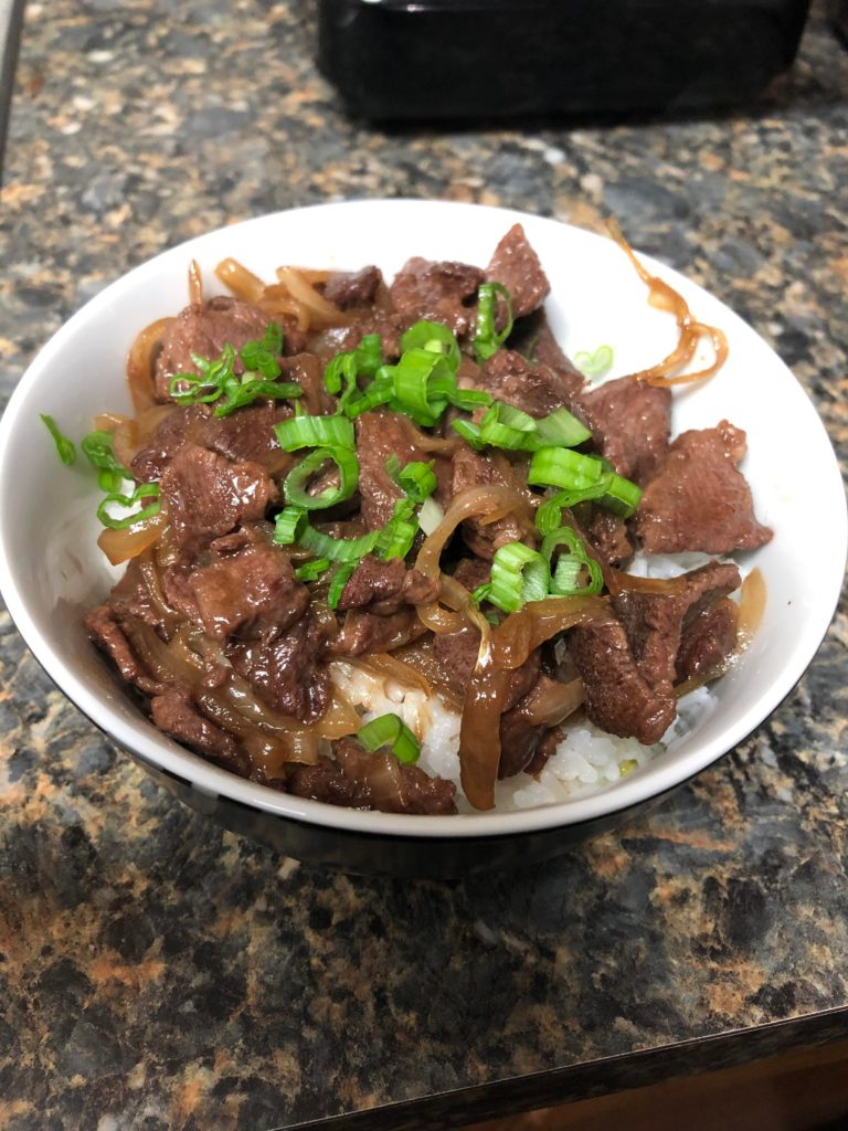 I was finally able to cook one of my favourite childhood comfort foods- Gyudon! (There's an egg yolk hiding in there too)