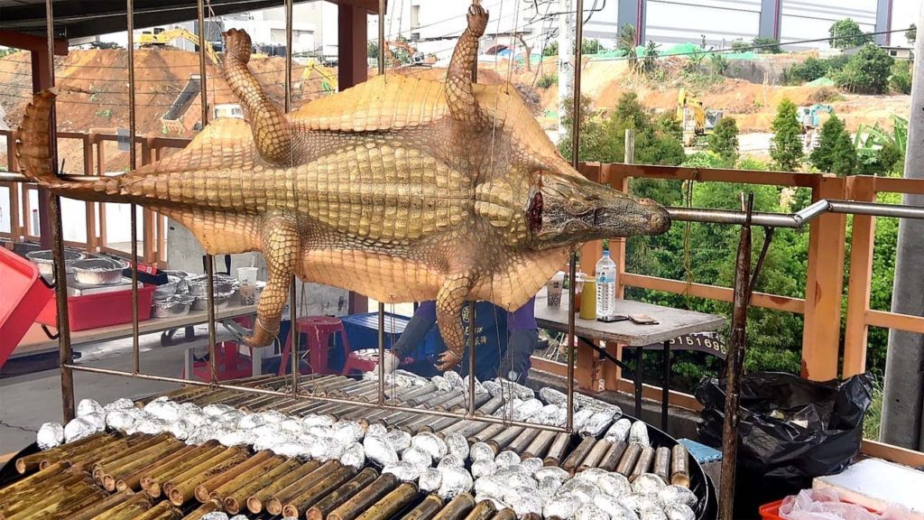 Amazing ! A Whole Crocodile  BBQ - Taiwanese Street Food烤鱷魚