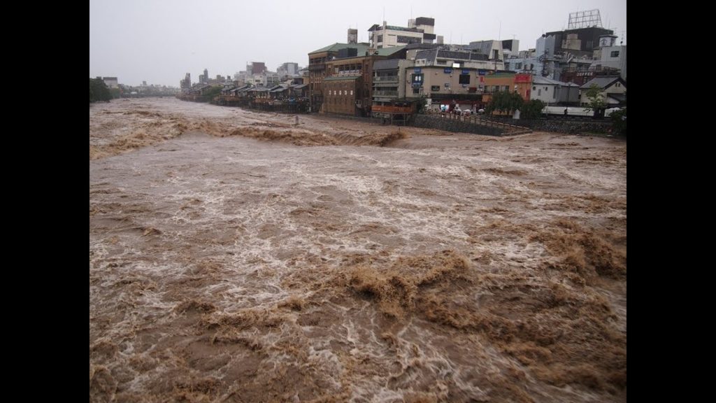 Kyoto extreme weather, Kamo river floods, extreme rainfall in Japan
