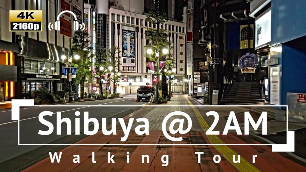 [4K/Binaural Audio] Shibuya @ 2AM Walking Tour - Tokyo Japan