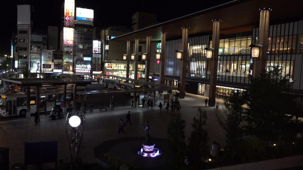 【4K】Night view in the autumn to observe from JR Nagano station ( Nagano Prefecture Nagano City )