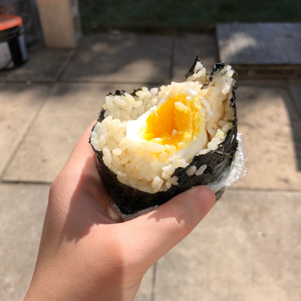 onigiri with an egg in the middle (this was very hard to shape lol)