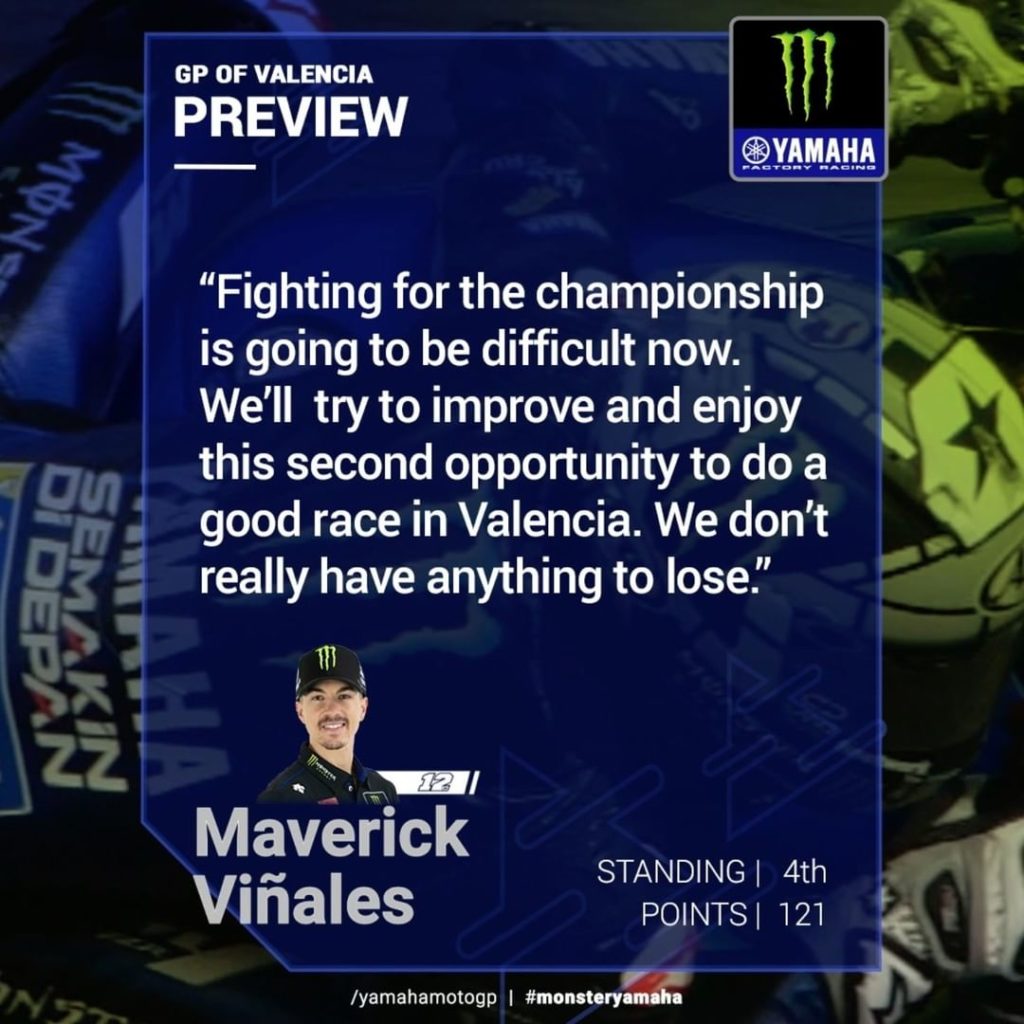 @maverick12official  - #ValenciaGP, Preview Comment  #MonsterYamaha  #MotoGP  #...