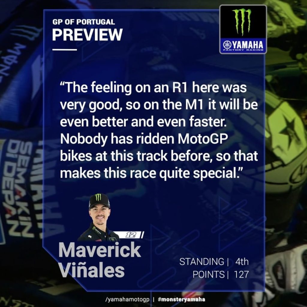 @maverick12official  - #PortugueseGP, Preview Comment 

#MonsterYamaha #MotoGP #...