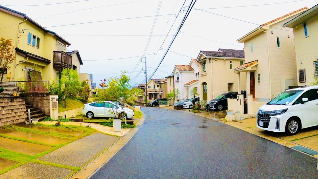 【4K】Rain Walk in Japanese Neighborhood (Nagoya Suburb) #ASMR