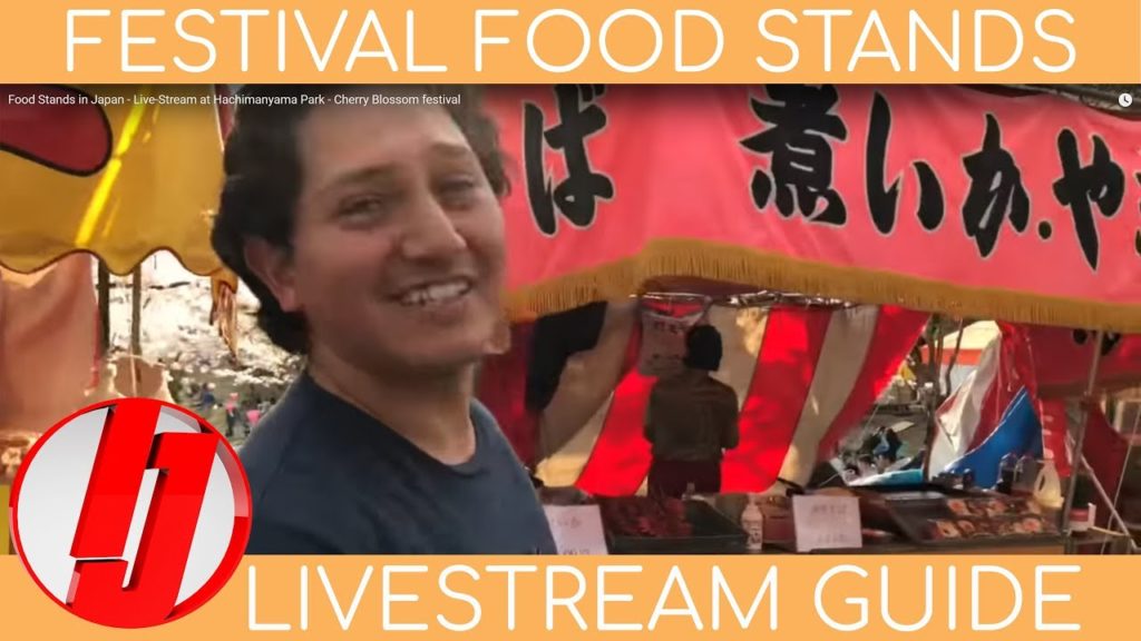 Food Stands in Japan - Live-Stream at Hachimanyama Park - Cherry Blossom festival