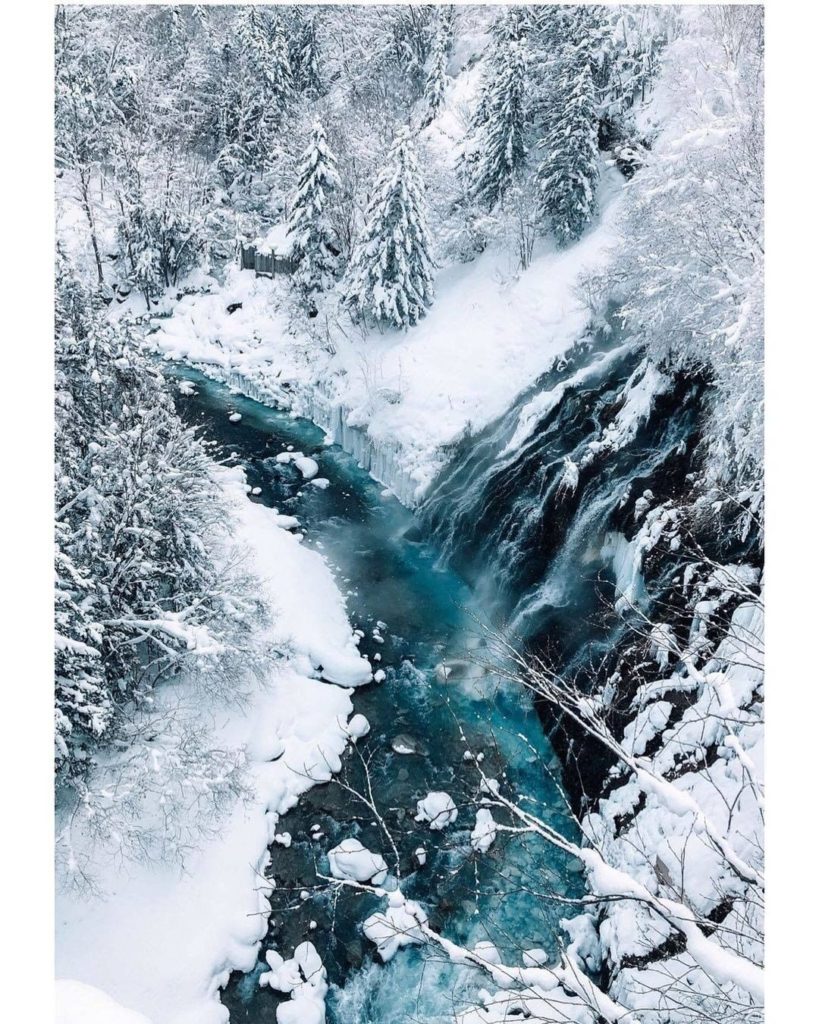 Brrr!  Hokkaido Prefecture's Shirahige Waterfall in Biei is named after its appe...