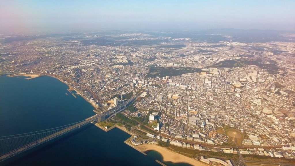 Japan Aerial 🛬4K　Landing at Kobe Airport　(Tokyo Haneda ~ Kobe, Skymark)　Osaka🎧High Quality Audio